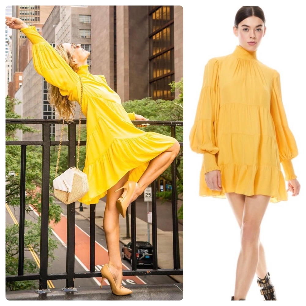 ALICE + OLIVIA Karena Mock Neck Mini Dress